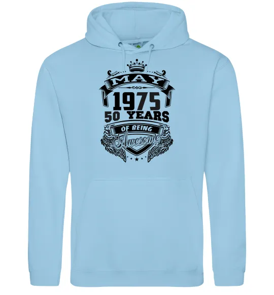 Мужская толстовка (худи) May 1975 awesome Голубой фото