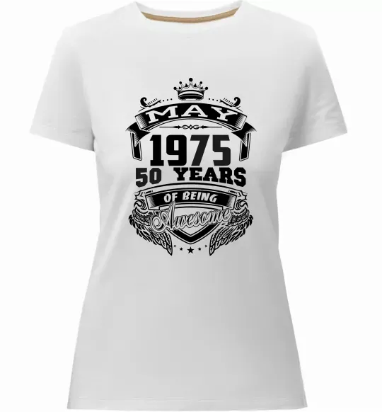 Женская премиум футболка May 1975 awesome Белый фото