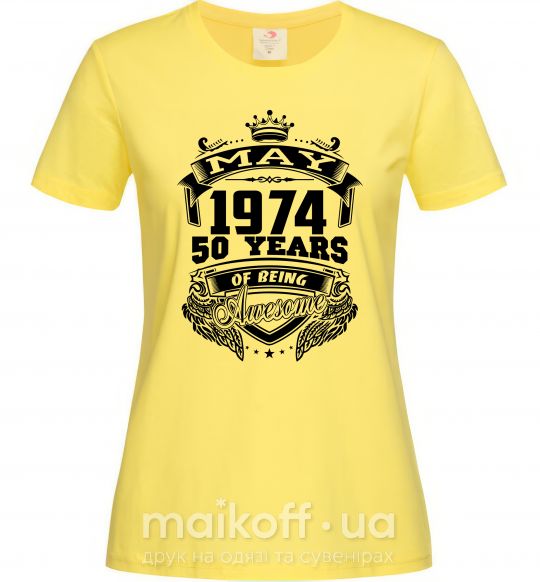 Жіноча футболка May 1974 awesome Лимонний фото