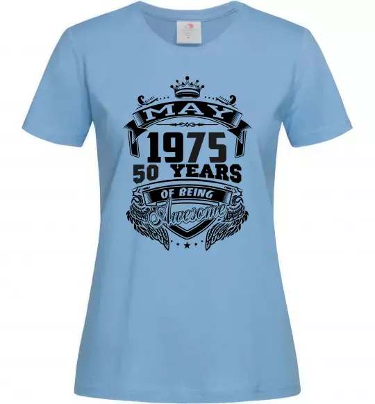 Жіноча футболка May 1975 awesome Блакитний фото