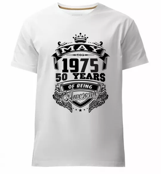 Чоловіча преміум футболка May 1975 awesome Білий фото