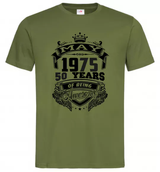 Мужская футболка May 1975 awesome Оливковый фото
