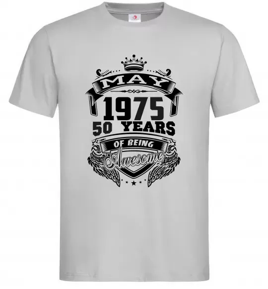 Мужская футболка May 1975 awesome Серый фото
