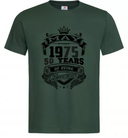 Мужская футболка May 1975 awesome Темно-зеленый фото