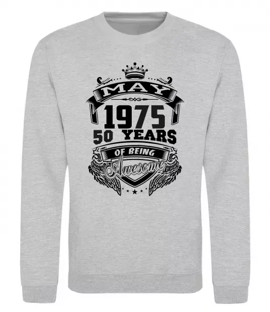 Свитшот May 1975 awesome Серый меланж фото