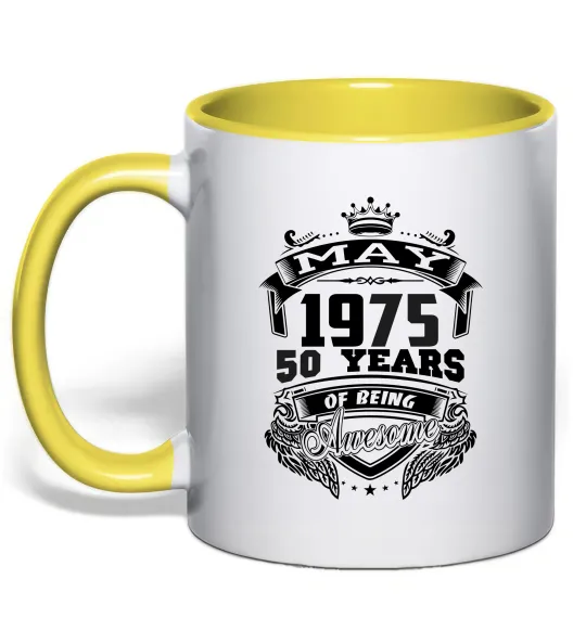 Чашка с цветной ручкой May 1975 awesome Лимонный фото