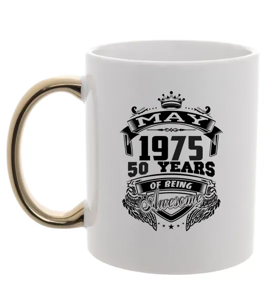 Чашка з кольоровою ручкою May 1975 awesome Золото фото