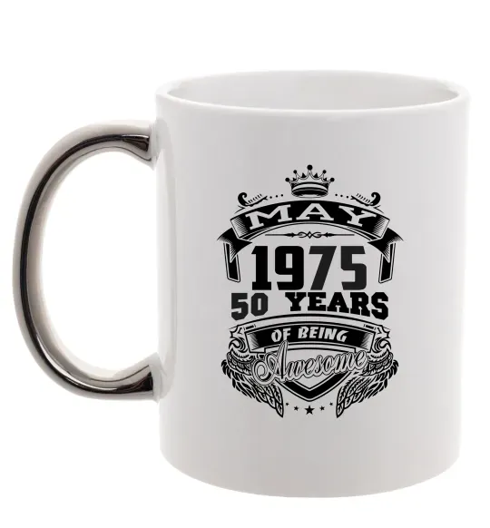 Чашка з кольоровою ручкою May 1975 awesome Срібло фото