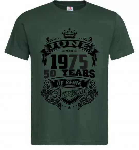 Мужская футболка June 1975 awesome Темно-зеленый фото