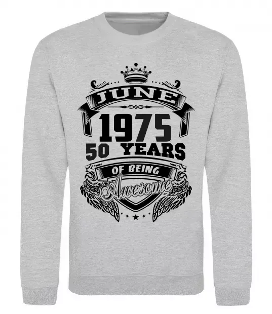 Свитшот June 1975 awesome Серый меланж фото