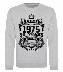 Свитшот June 1975 awesome Серый меланж фото