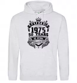 Мужская толстовка (худи) June 1975 awesome Серый меланж фото