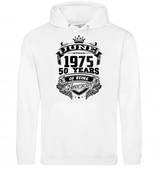 Жіноча толстовка (худі) June 1975 awesome Білий фото