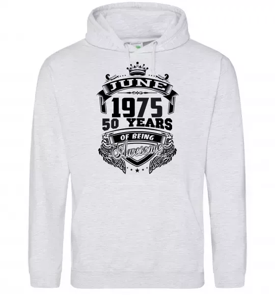 Жіноча толстовка (худі) June 1975 awesome Сірий меланж фото