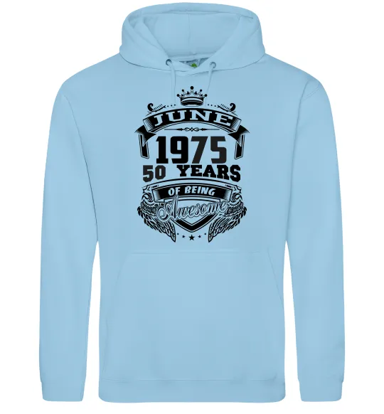 Жіноча толстовка (худі) June 1975 awesome Блакитний фото