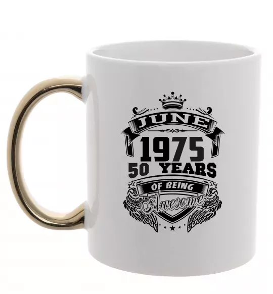 Чашка с цветной ручкой June 1975 awesome Золото фото