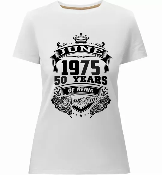 Женская премиум футболка June 1975 awesome Белый фото