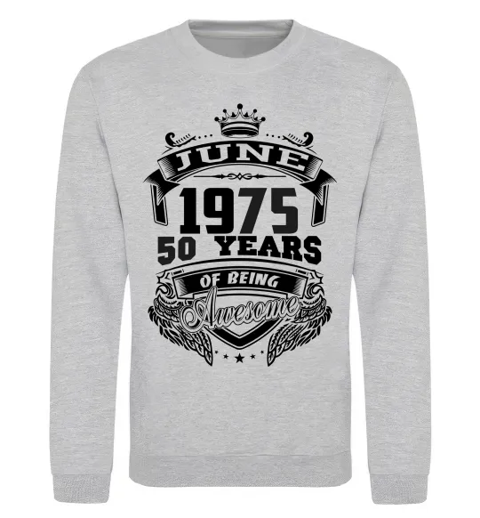 Свитшот June 1975 awesome Серый меланж фото