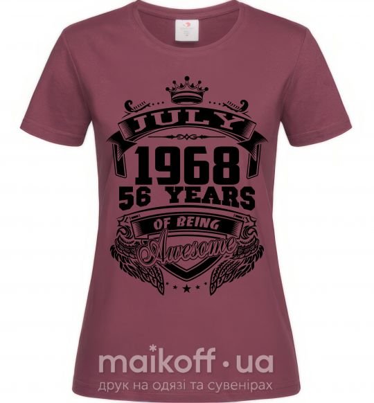 Женская футболка July 1968 awesome Бордовый фото