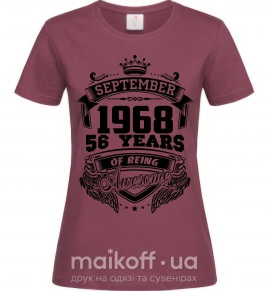Женская футболка September 1968 awesome Бордовый фото
