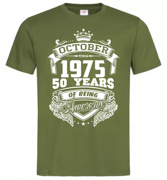 Чоловіча футболка October 1975 awesome Оливковий фото