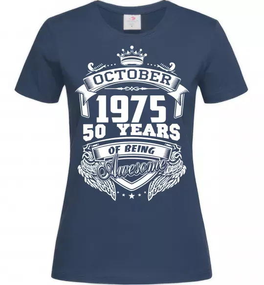Женская футболка October 1975 awesome Темно-синий фото