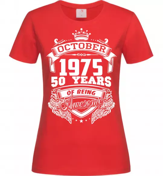 Женская футболка October 1975 awesome Красный фото