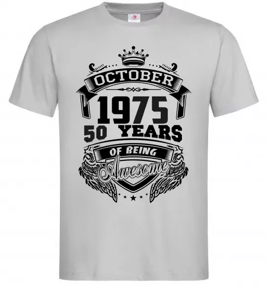 Чоловіча футболка October 1975 awesome Сірий фото