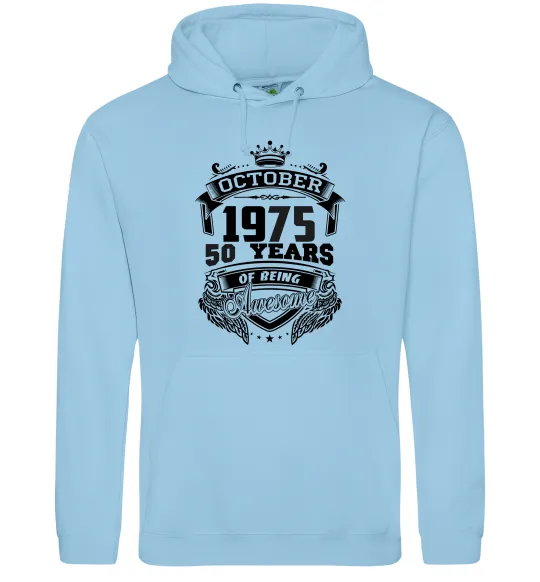 Мужская толстовка (худи) October 1975 awesome Голубой фото