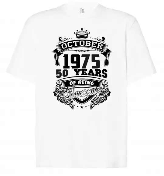 Футболка Оверсайз October 1975 awesome Белый фото