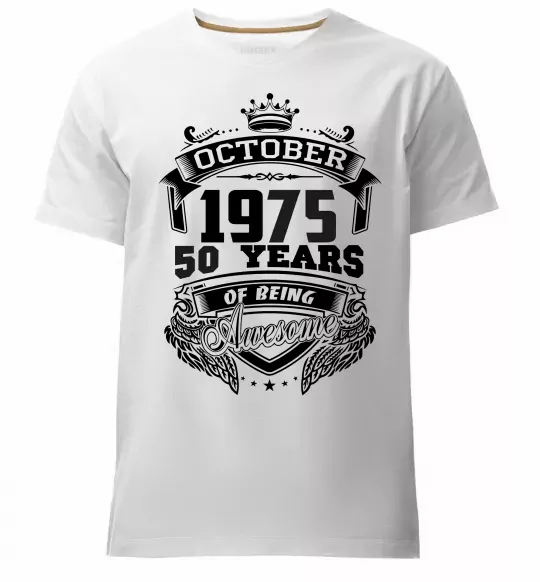 Мужская премиум футболка October 1975 awesome Белый фото