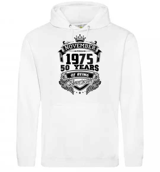 Чоловіча толстовка (худі) November 1975 awesome Білий фото
