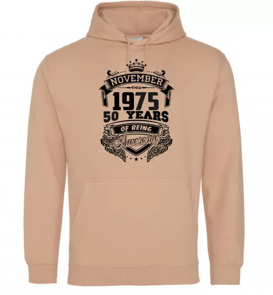 Чоловіча толстовка (худі) November 1975 awesome Пісочний фото