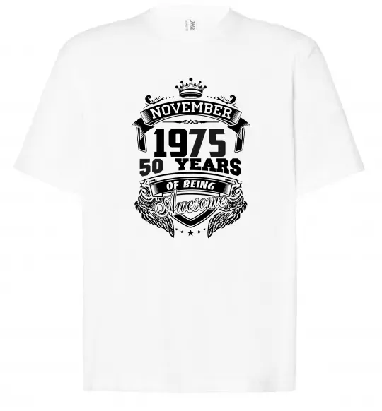 Футболка Оверсайз November 1975 awesome Белый фото