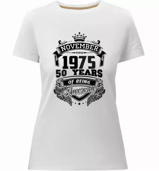 Женская премиум футболка November 1975 awesome Белый фото