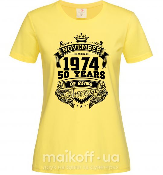 Жіноча футболка November 1974 awesome Лимонний фото