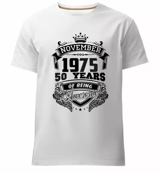 Мужская премиум футболка November 1975 awesome Белый фото