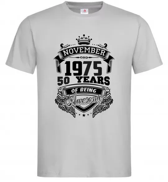 Мужская футболка November 1975 awesome Серый фото