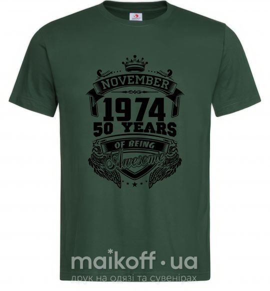 Мужская футболка November 1974 awesome Темно-зеленый фото