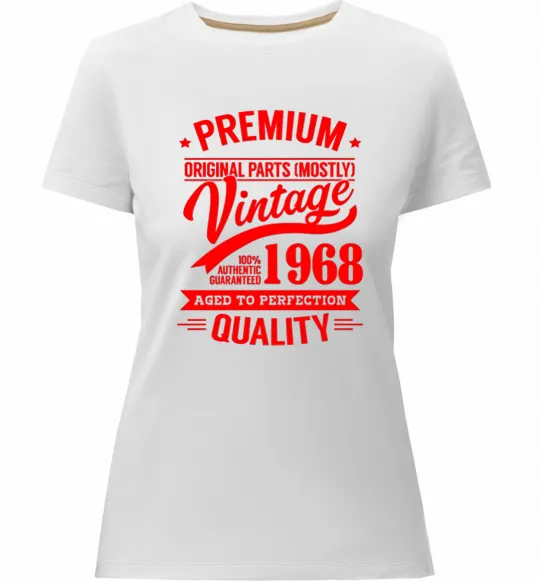 Жіноча преміум футболка Premium vintage 1968 Білий фото