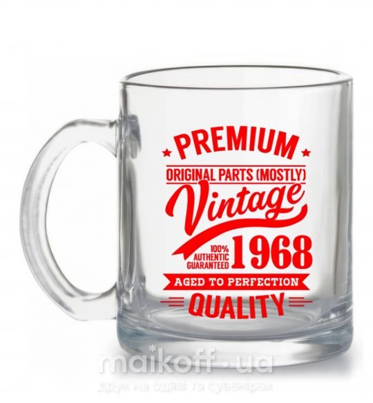 Чашка скляна Premium vintage 1968 Прозорий фото