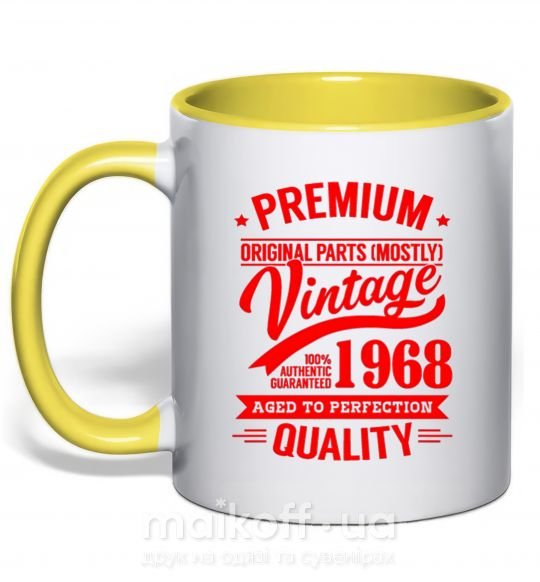 Чашка с цветной ручкой Premium vintage 1968 Солнечно желтый фото