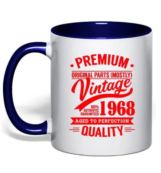 Чашка з кольоровою ручкою Premium vintage 1968 Глибокий темно-синій фото