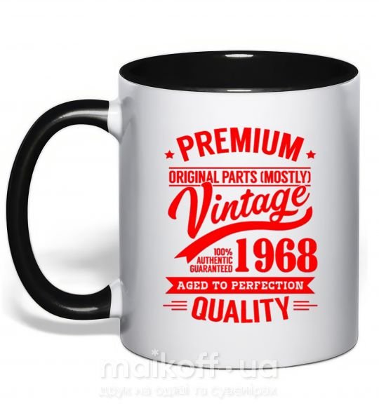 Чашка з кольоровою ручкою Premium vintage 1968 Чорний фото