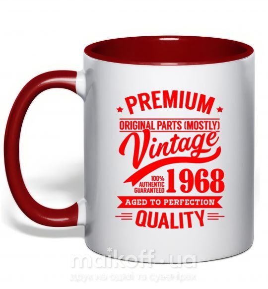 Чашка с цветной ручкой Premium vintage 1968 Красный фото
