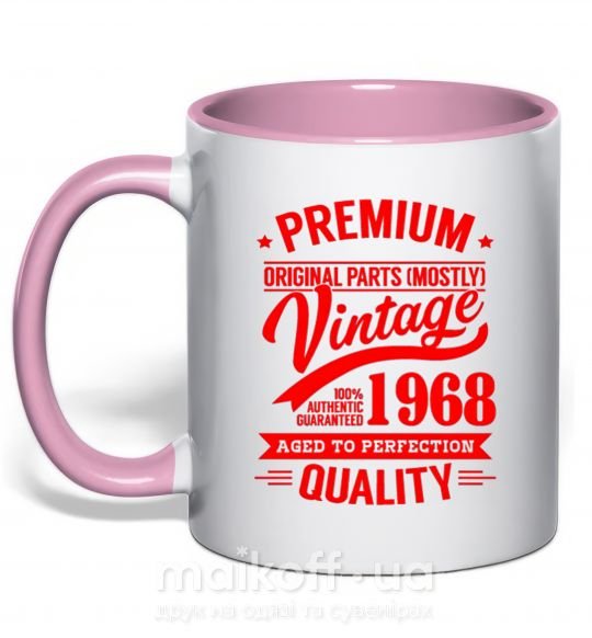 Чашка з кольоровою ручкою Premium vintage 1968 Ніжно рожевий фото