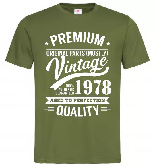 Мужская футболка Premium vintage 1978 Оливковый фото