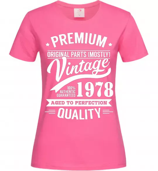 Жіноча футболка Premium vintage 1978 Яскраво-рожевий фото