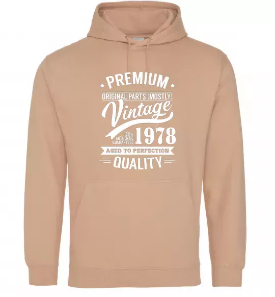 Женская толстовка (худи) Premium vintage 1978 Песочный фото