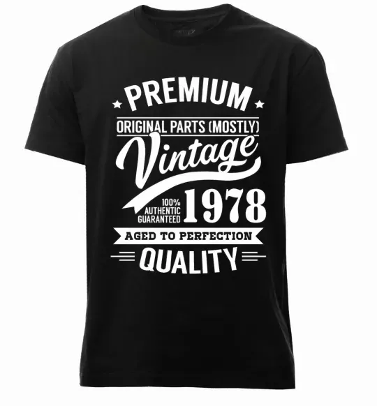 Чоловіча преміум футболка Premium vintage 1978 Чорний фото